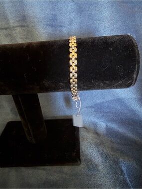 Leslie’s Jeweler Gold/Sterling Two-Tone Link Bracelet, 925 with 14k overlay, NWT